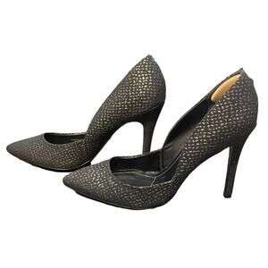 Charles David Pumps Metallic Black and Gold Pointed Toe Stiletto Heel Size 8
